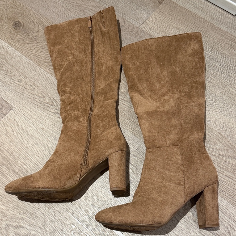 TOP Moda Tan Suede Heeled Boots - only worn once